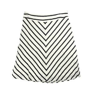 Talbots Black and White Striped Midi Skirt